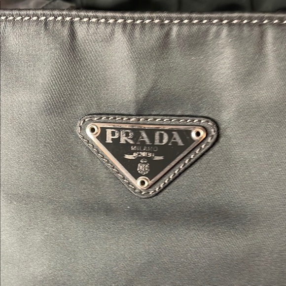 Prada -Tessuto Pecono- Dark Gray Nylon Tote Bag - Picture 4 of 16